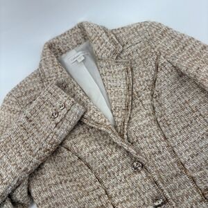 Coldwater Creek Womens Tweed Wool Blazer Jacket Beige Tan Size 4 Blazer